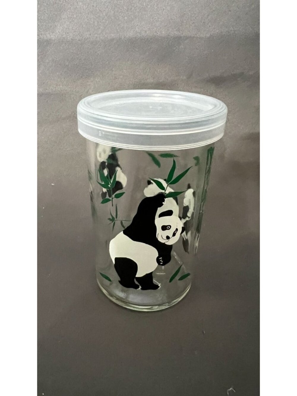 Glass Jar With Panda Design & Plastic Lid - 16 oz - BPA-Free